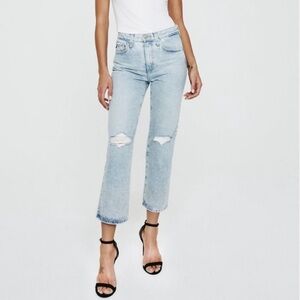 AG Rhett Distressed High Waist Straight Leg Ankle Jean Size 27R